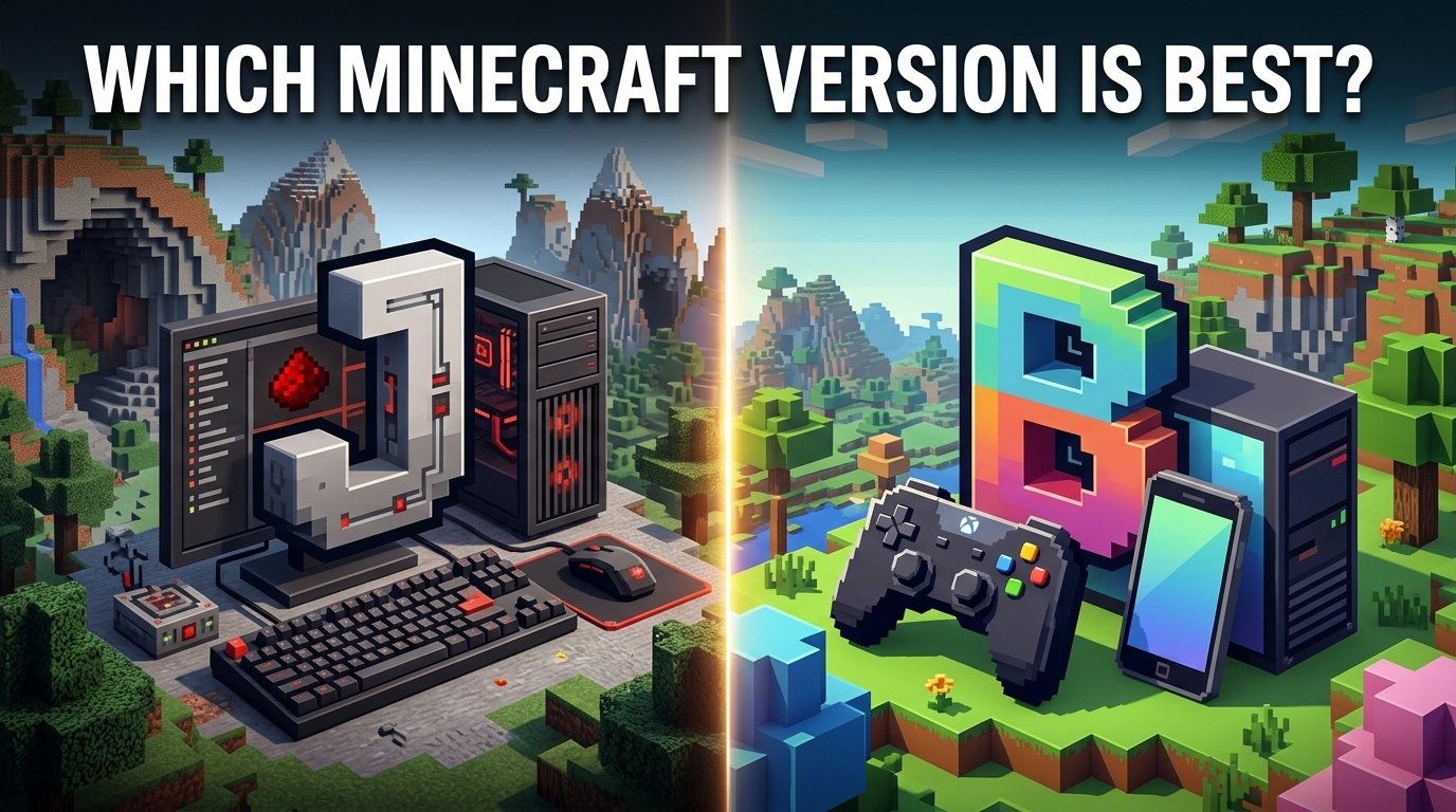 "Minecraft Java Edition vs Bedrock Edition comparison graphic"
