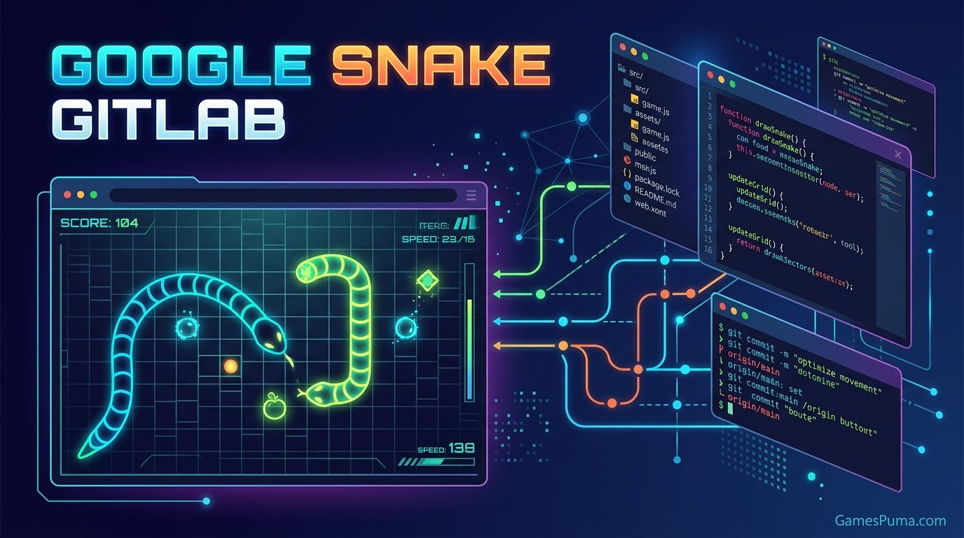 Browser-based Snake game gameplay illustration Google Snake GitLab