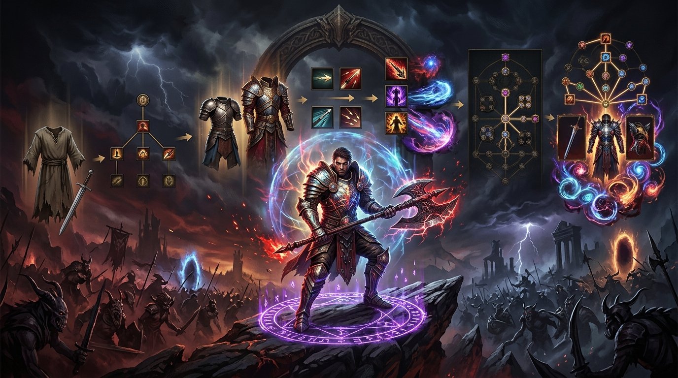 Path of Exile 2 builds guide featuring a powerful endgame character