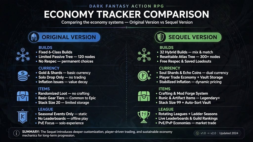 Comparison of PoE1 and PoE2 data on poe.ninja