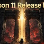 Original illustration of a glowing gate and lone hero representing the Diablo 4 Season 11 release date