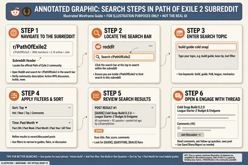 Example of searching the Path of Exile 2 subreddit for a specific topic