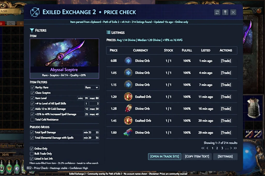 How to Install Exiled Exchange 2 and use price check overlay showing results in Path of Exile 2