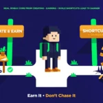 Illustration of a player choosing between creating a game and a scam trap, a visual guide to How to Get Free Robux?