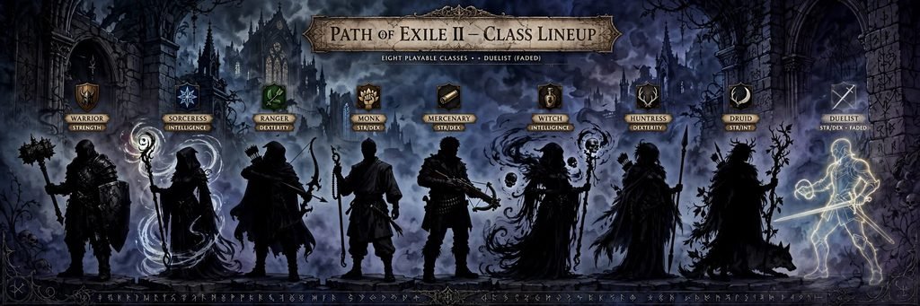 Path of Exile 2 classes by main attribute and weapon